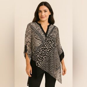 Chico's Black and Tan Patterned Blouse